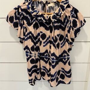 Ulla Johnson Navy and Cream Monika Top Nimbus Blue